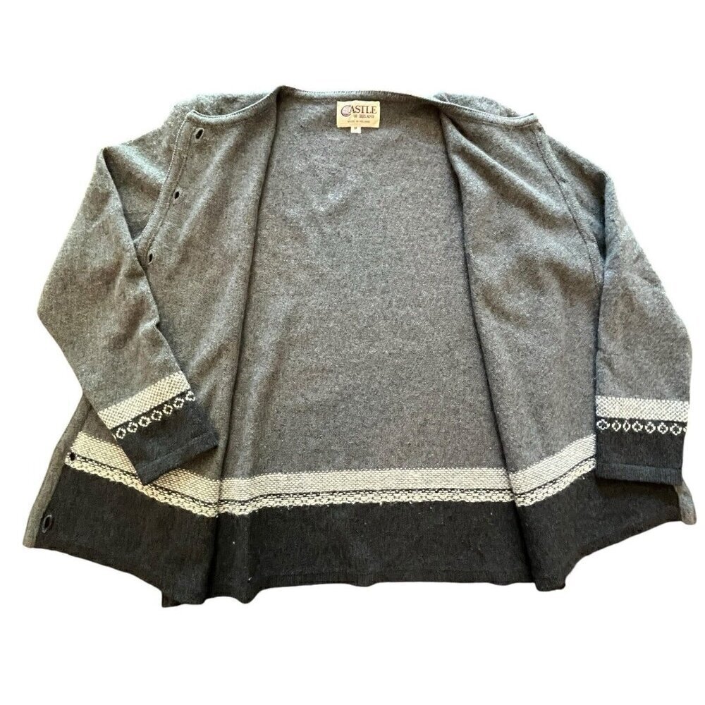 Castle of Ireland Womens Cardigan Sweater Merino Wool Angora Medium Vtg Flaws - Picture 9 of 16